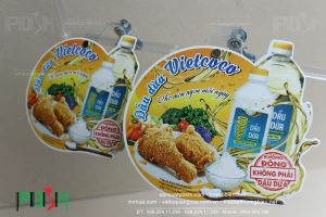 Wobbler nhựa, wobbler thân nhựa trong, kẹp sắt thân nhựa quảng cáo dầu dừa Vietcoco