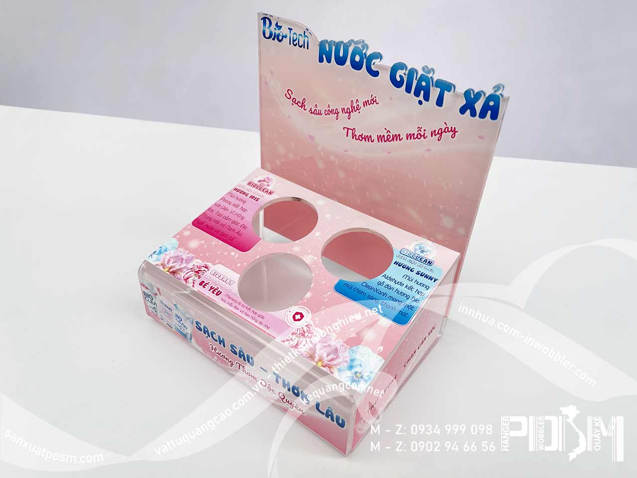 Kệ mica tester Nước Giặt Xả Bio Tech